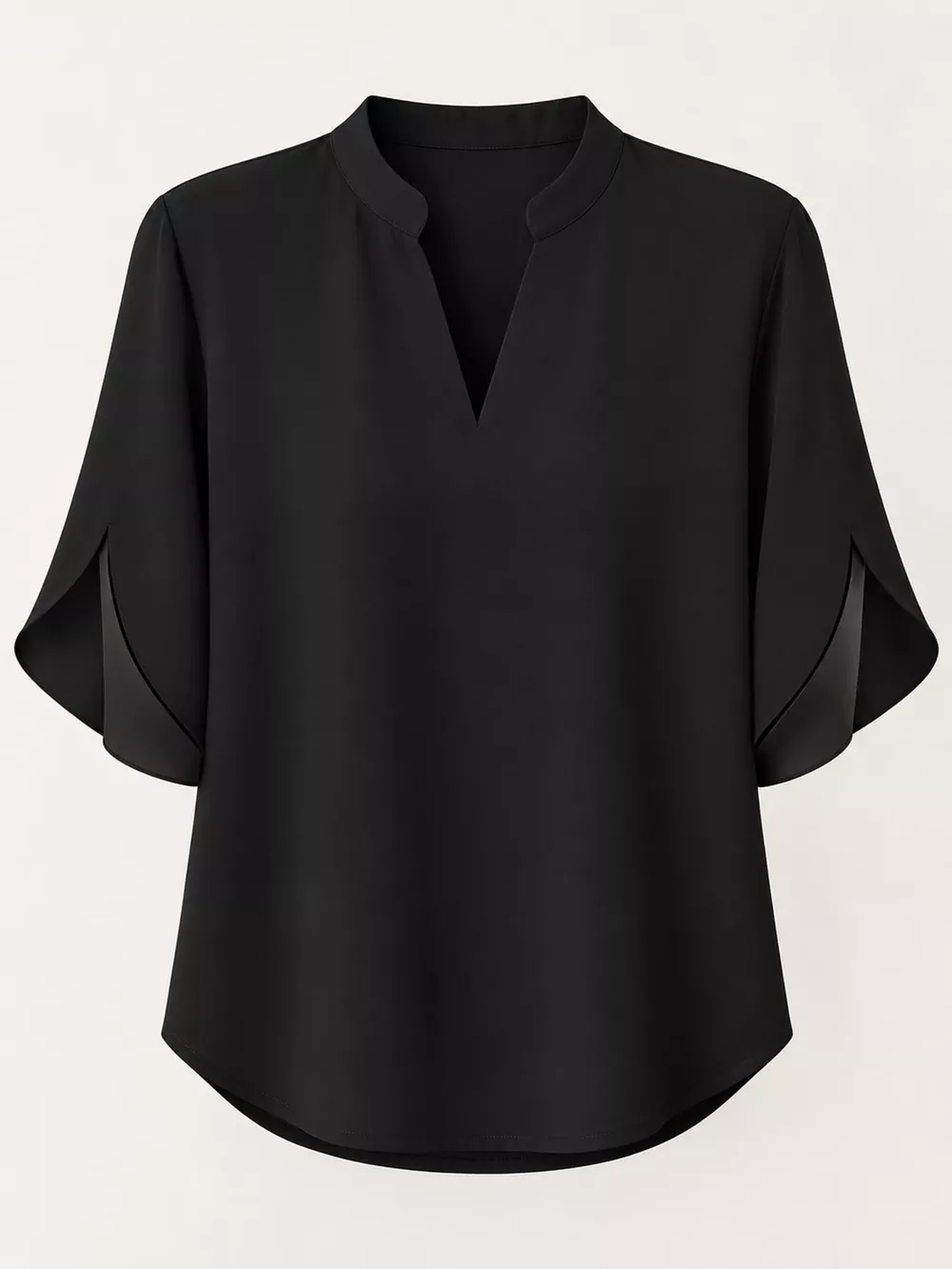 Notched Slit Short Sleeve Blouse, image 4