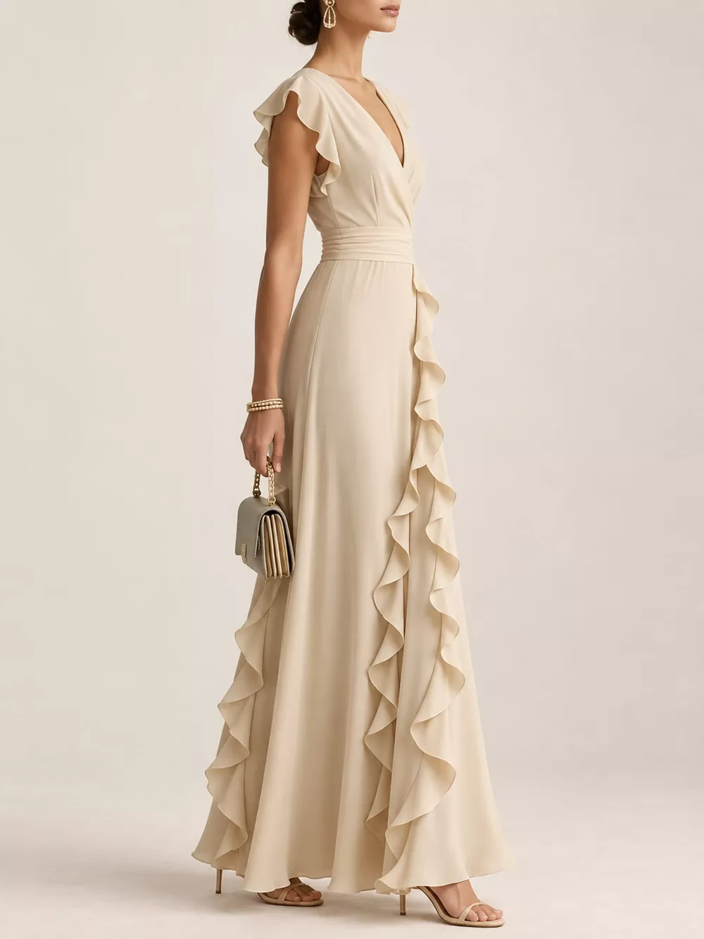 Ruffled Surplice Sleeveless Maxi Dress, image 2