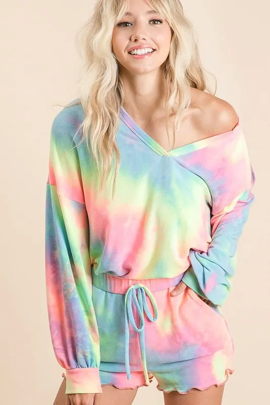 Tie Dye French Terry Top With Balloon Sleeves, image 3