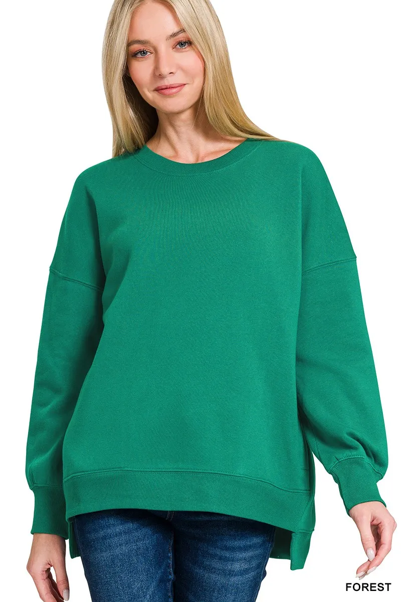 Fleece Hi-low Boyfriend Sweatshirts with Pockets