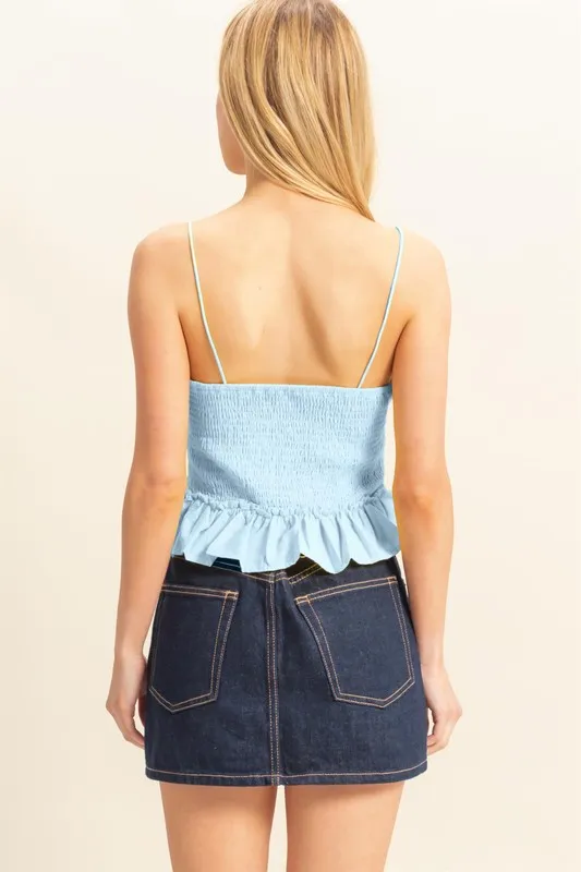 Poplin Smocked Waist Summery Cami Top, image 3