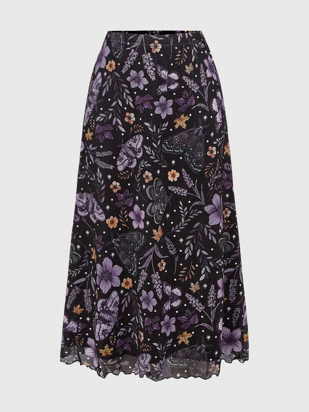 Floral Print Flowy Midi Skirt, image 2