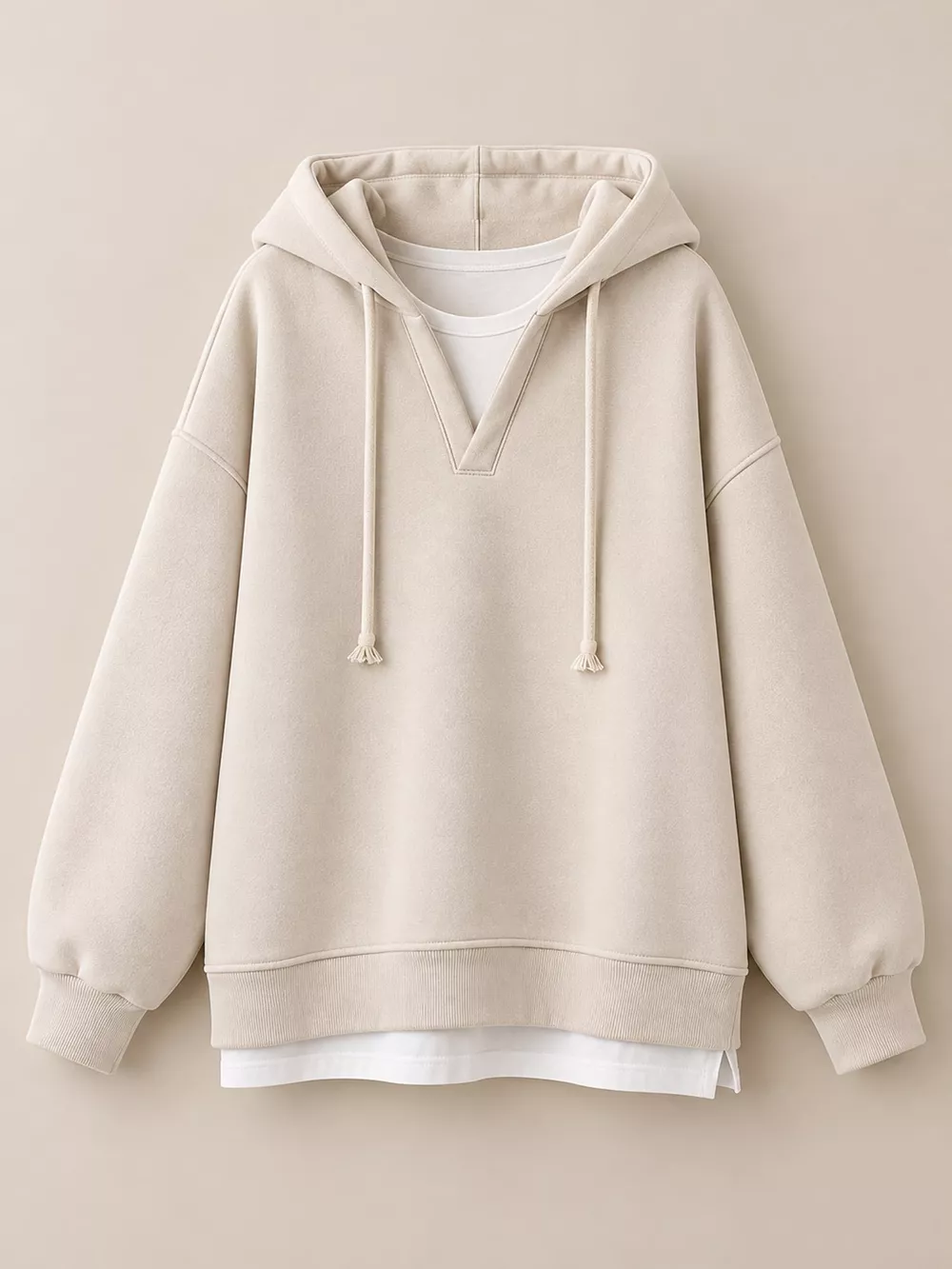 Layered Look Dropped Shoulder Hoodie, image 8