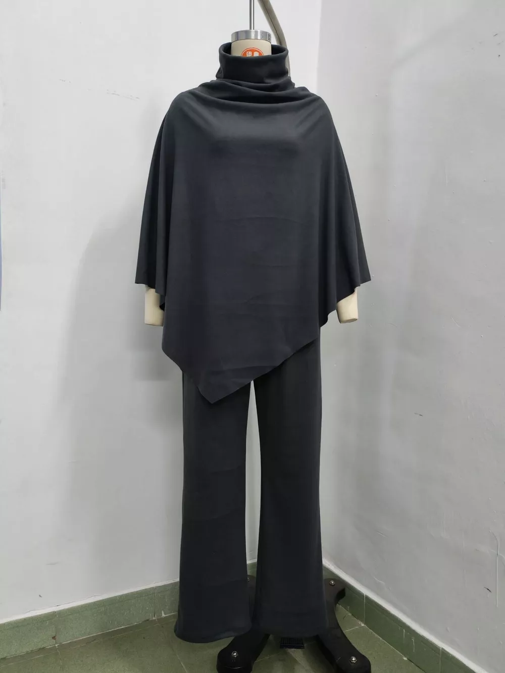 Full Size Turtleneck Poncho and Wide-Leg Pants Set Plus Size, image 4