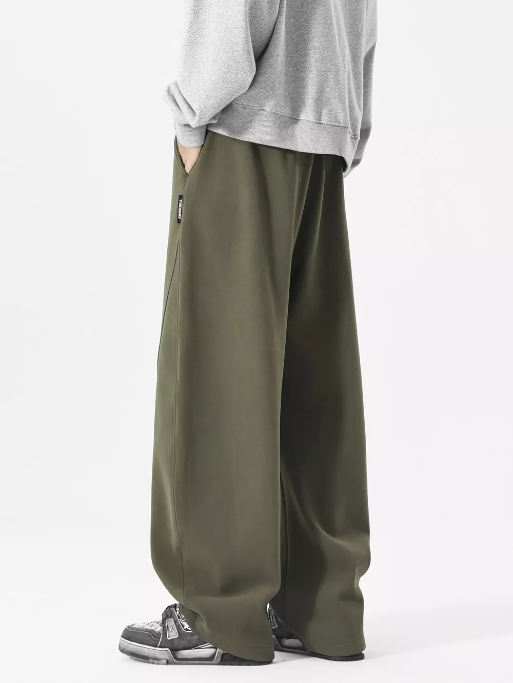 Men's Plus Size Wide Leg Casual Drawstring Pants, image 2