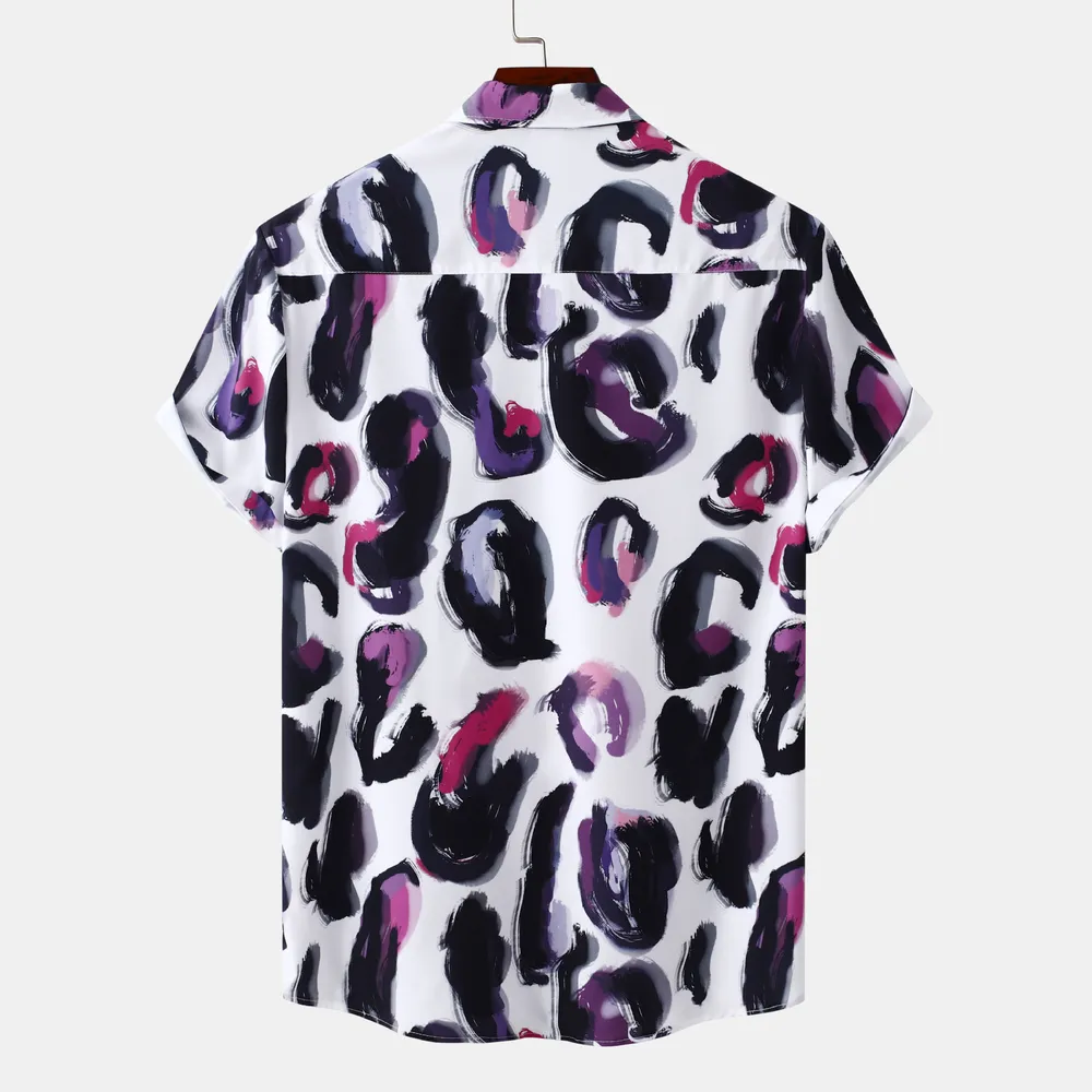Men's Plus Size Printed Short Sleeve Button-Up Shirt, image 2