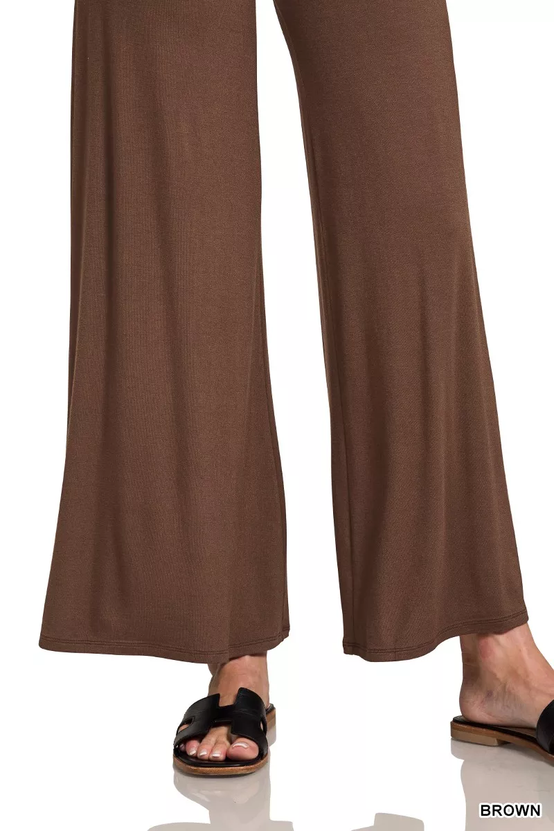 Fold Over Waist Comfy Wide Leg Pants, image 4