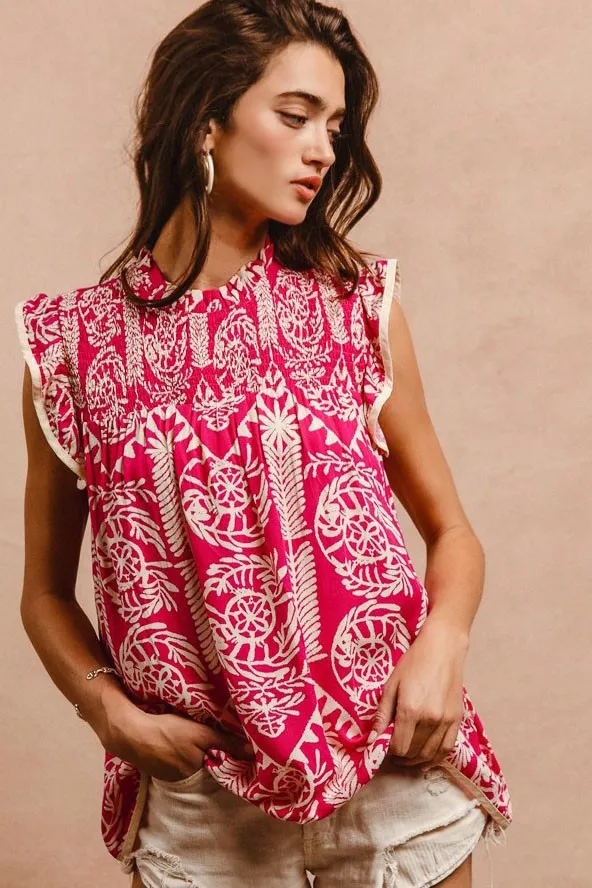 Printed Ruffle Sleeve Top, image 6