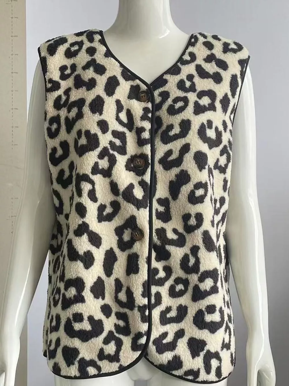 Leopard Button Up Vest Coat, image 5