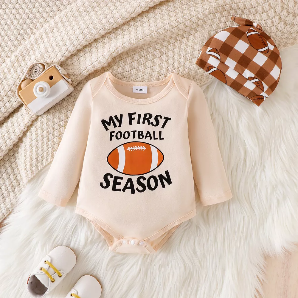 Children's My First Football Season Bodysuit and Pants Set with Hat, image 3