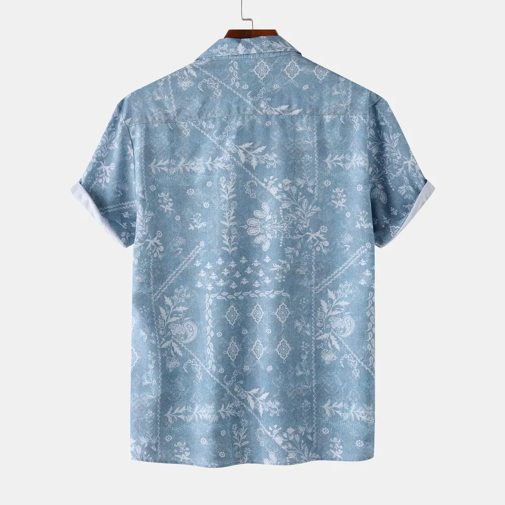 Men's Printed Short Sleeve Button-Up Shirt, image 5