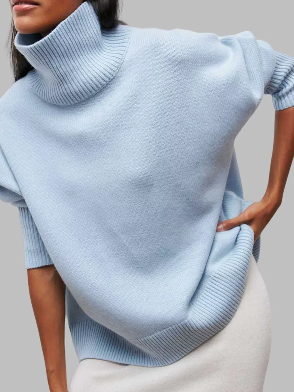 Turtleneck Dropped Shoulder Sweater