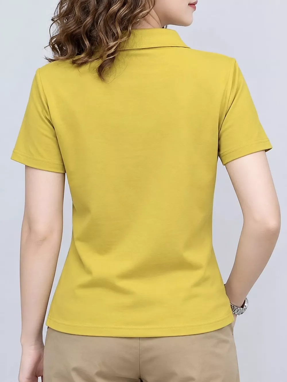 Plus Size Collared Neck Short-Sleeve Polo, image 8