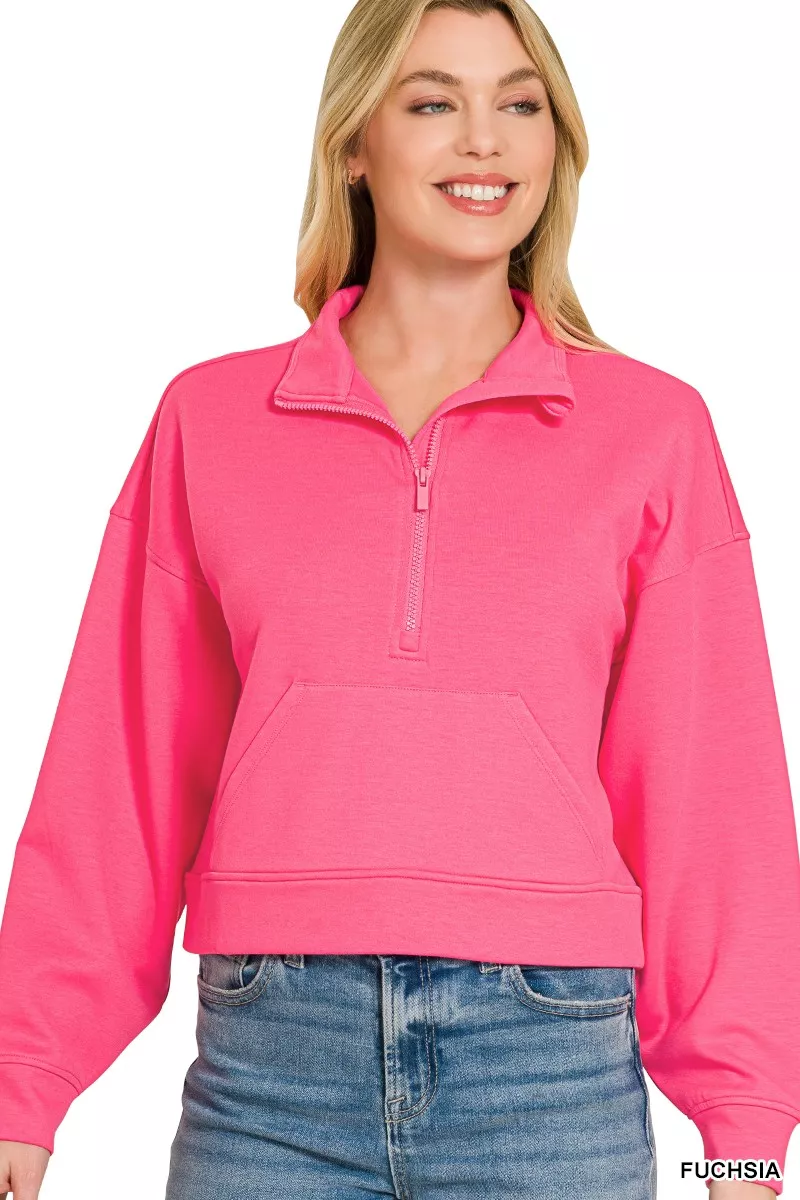 Scuba Half Zip Pullover With Kangaroo Pockets