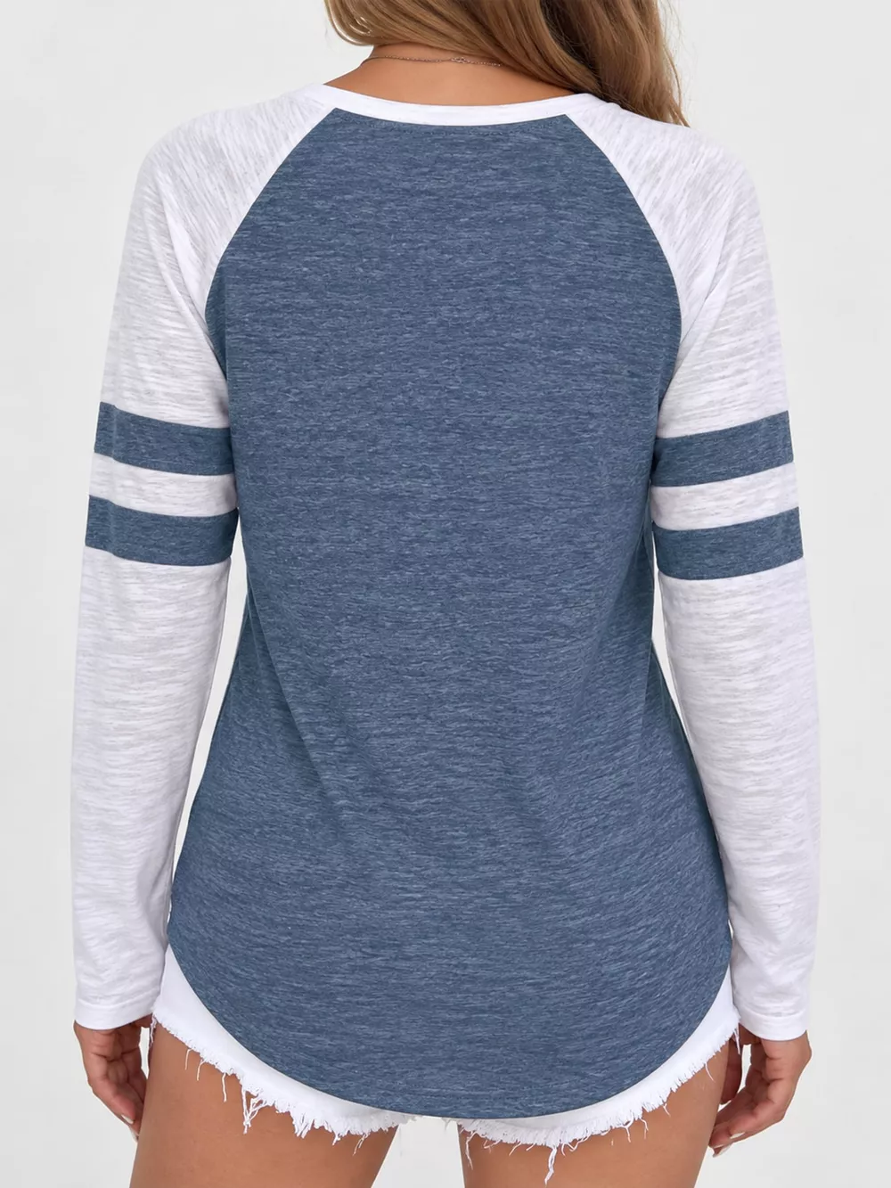 Full Size Color-Block Raglan Sleeve Striped T-Shirt Plus Size, image 20