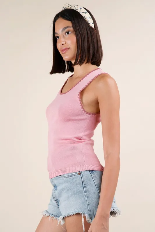 Blanket Style Sleeveless Knit Tank, image 3