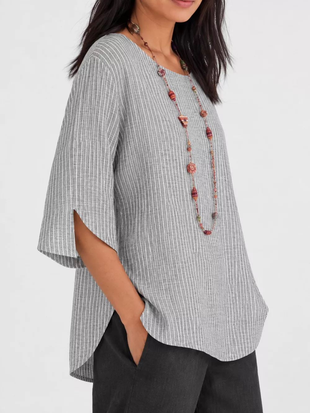 Full Size Casual Striped Loose-Fit Blouse Plus Size, image 2