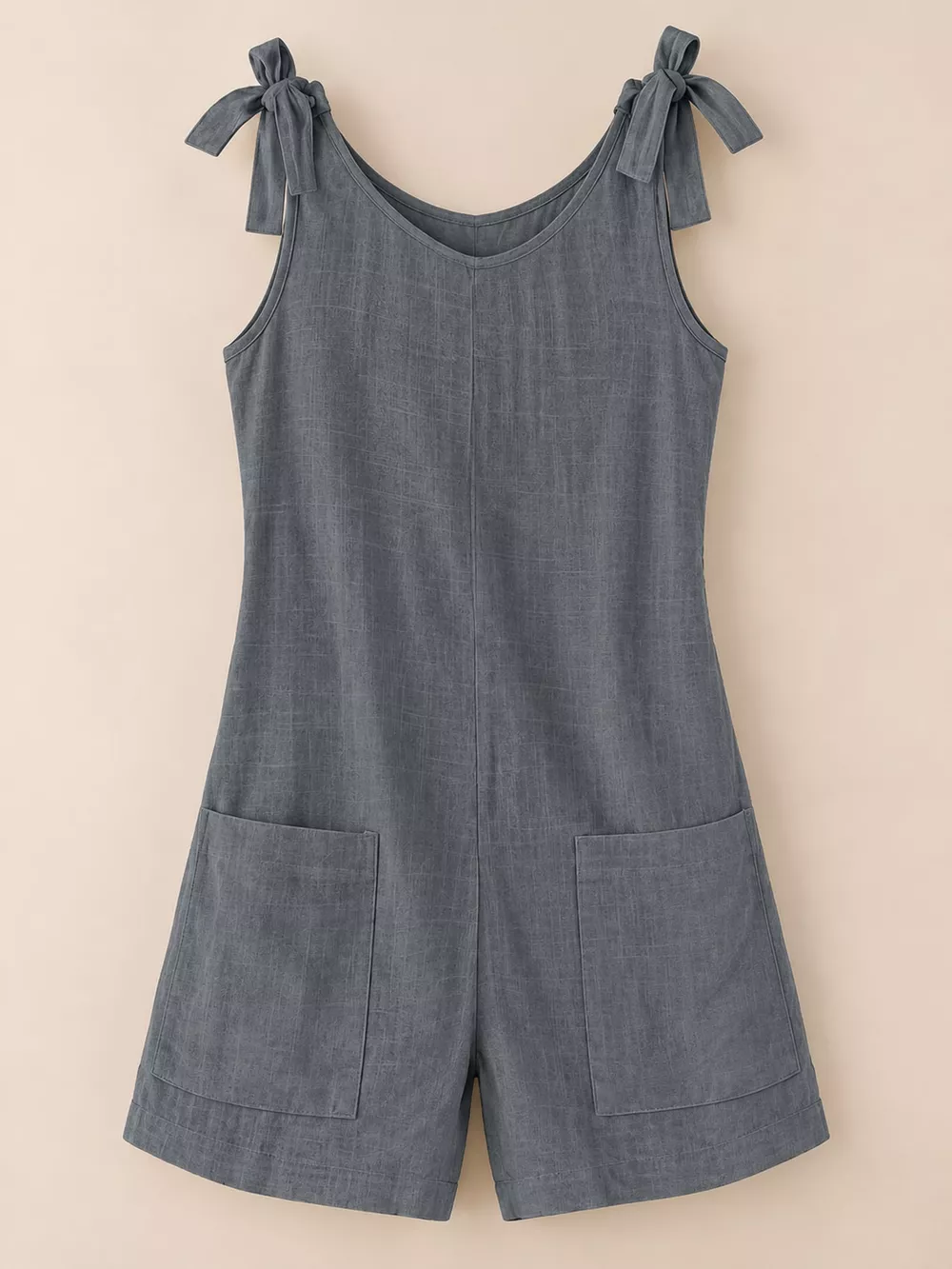 Full Size Tie-Shoulder Romper with Pockets Plus Size, image 4
