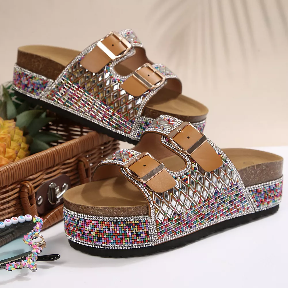 Rhinestone Double Buckle Sandals, image 15