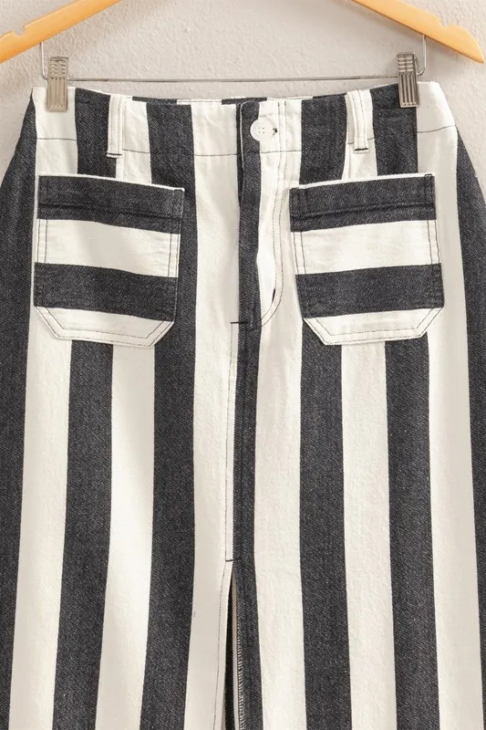 Striped Pocket Detail Maxi Skirt, image 3