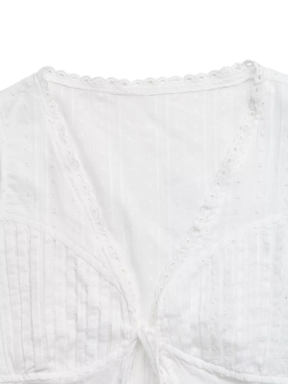 Lace Trim Tie Front Sleeveless Shirt, image 6