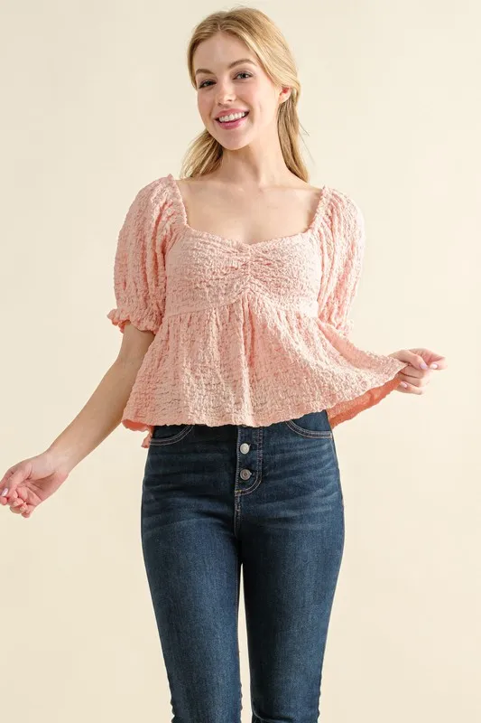 Lovely Textured and Smocked Top, image 2