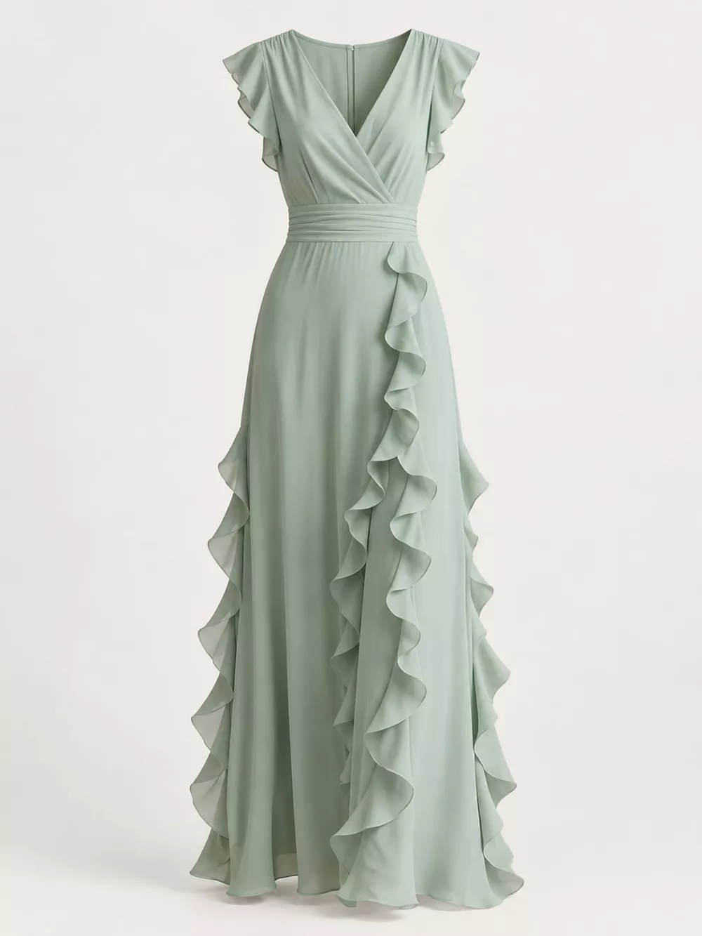 Ruffled Surplice Sleeveless Maxi Dress, image 9