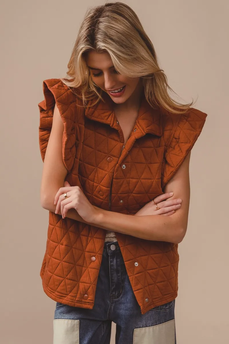 Quilting Knit Ruffle Sleeve Vest, image 4