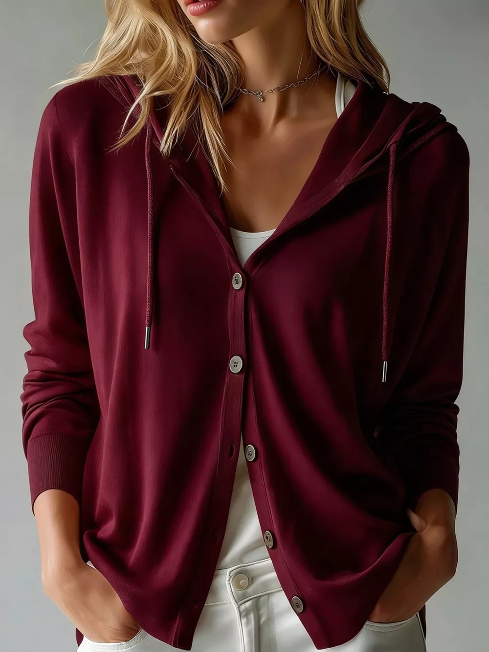 Lightweight Drawstring Hooded Cardigan, image 9
