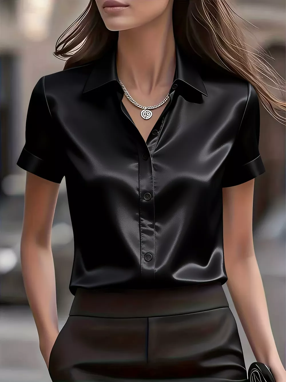 Satin Short-Sleeve Shirt, image 4