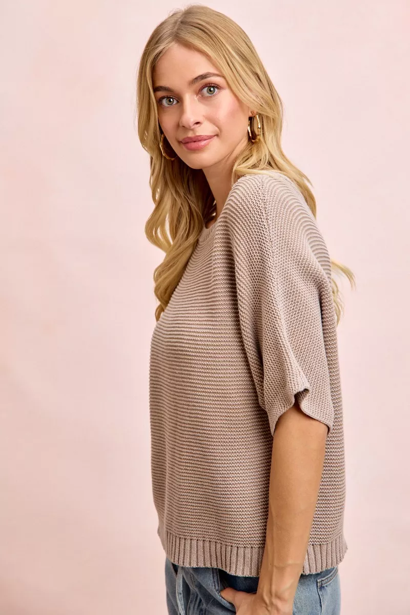 BiBi Short Dolman Sleeves Washed Knit Top, image 2