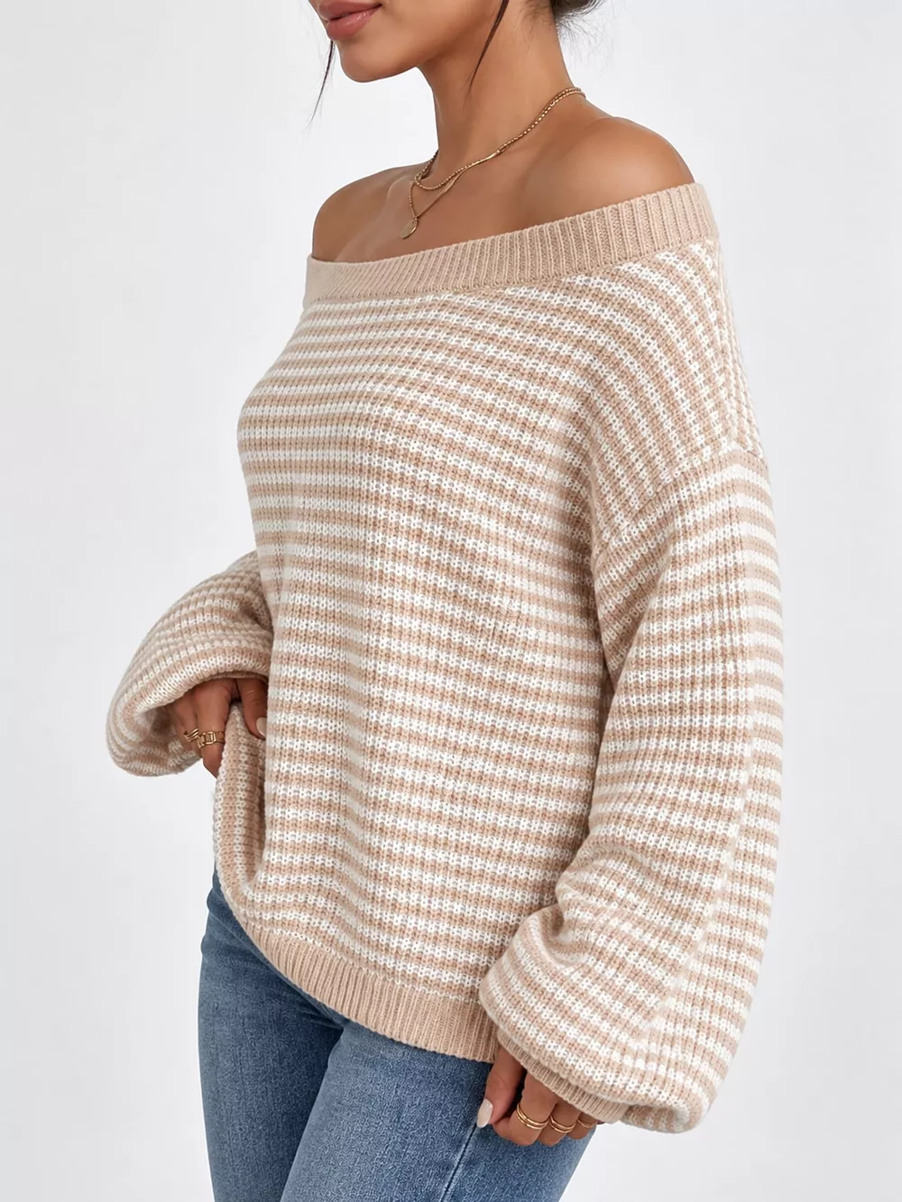 Striped Knit Boat Neck Sweater, image 22