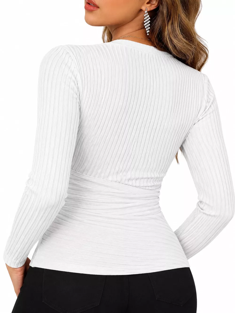 Full Size Ribbed Long Sleeve Slim Fit T-Shirt Plus Size, image 18