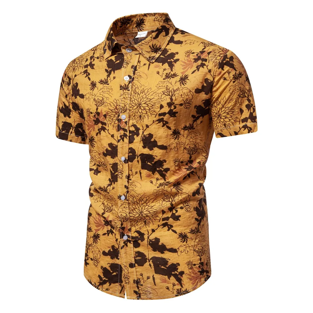 Men's Plus Size Floral Print Short Sleeve Button Down Shirt, image 7