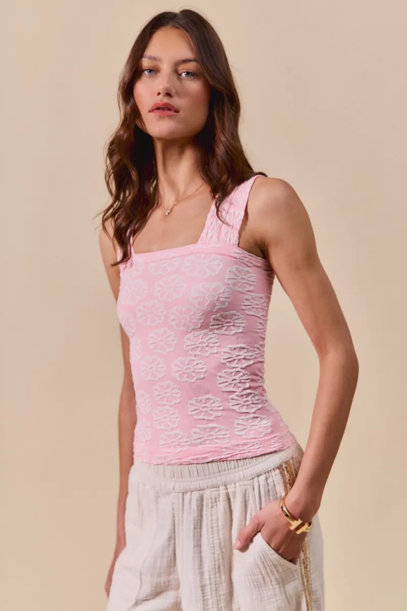 Two Tone Floral Seamless Tank Top, image 5