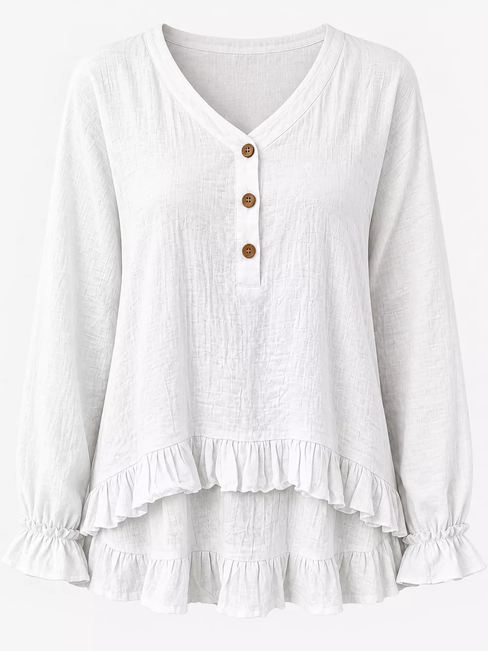 V-Neck Long Sleeve Ruffled Hem Blouse, image 9