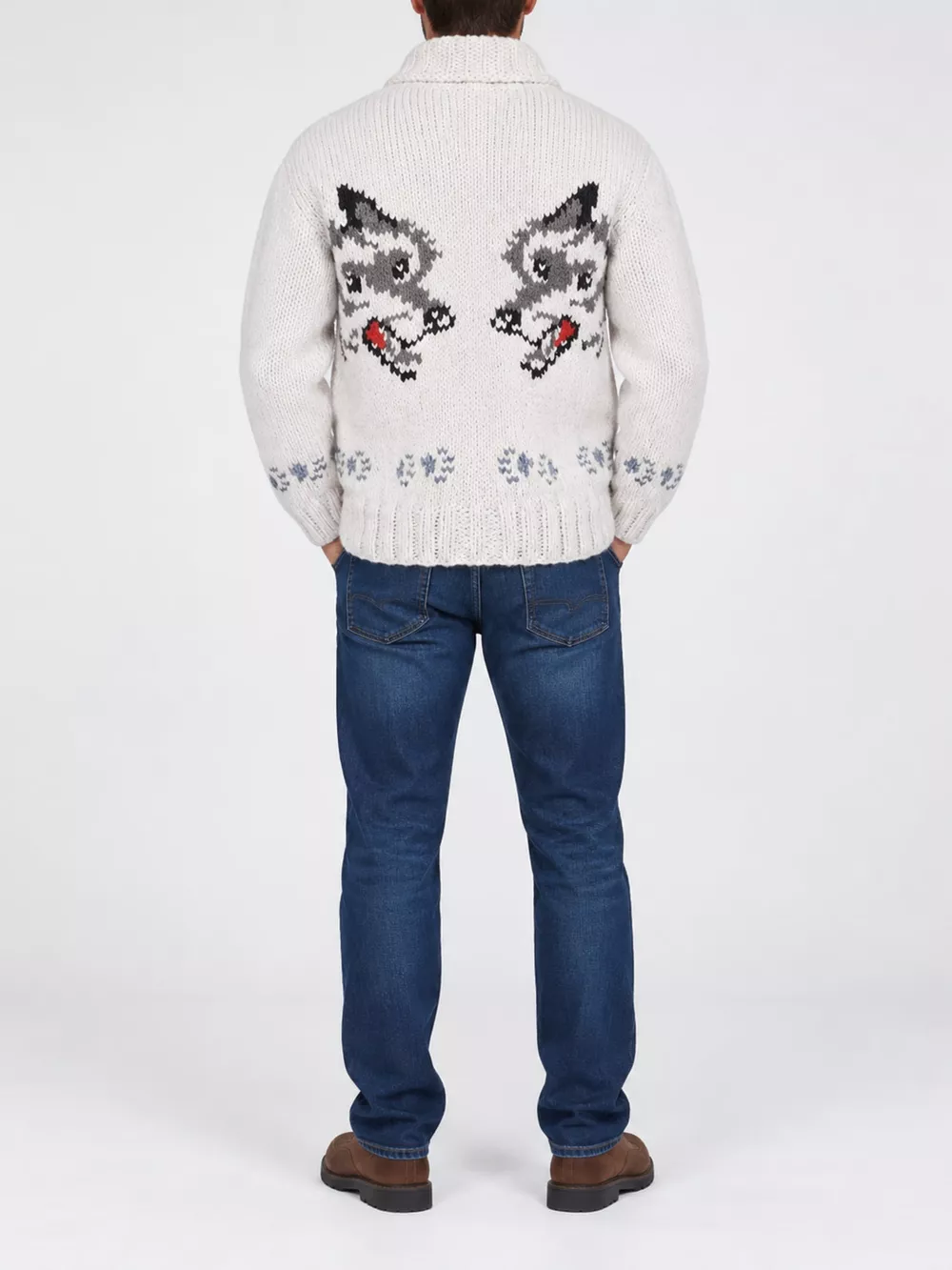 Men's Full Size Animal Chunky Knit Zip-Up Cardigan Plus Size, image 6