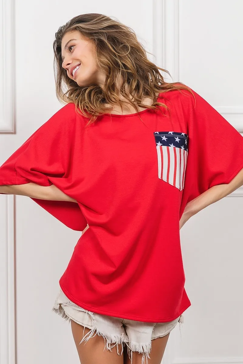 French Terry With Front Pocket Dolman Sleeves Top, image 4