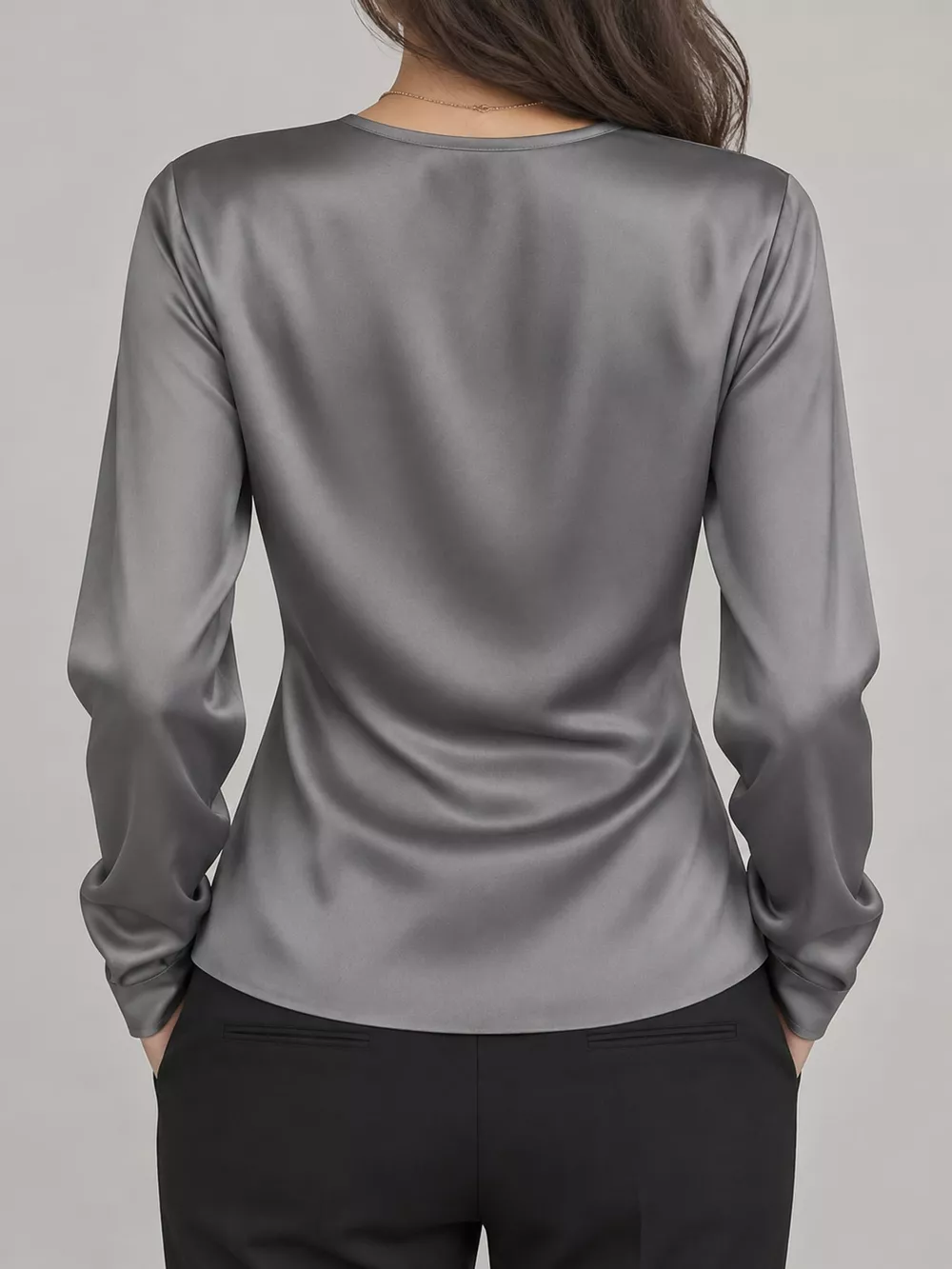 Satin Surplice Long Sleeve Blouse, image 7