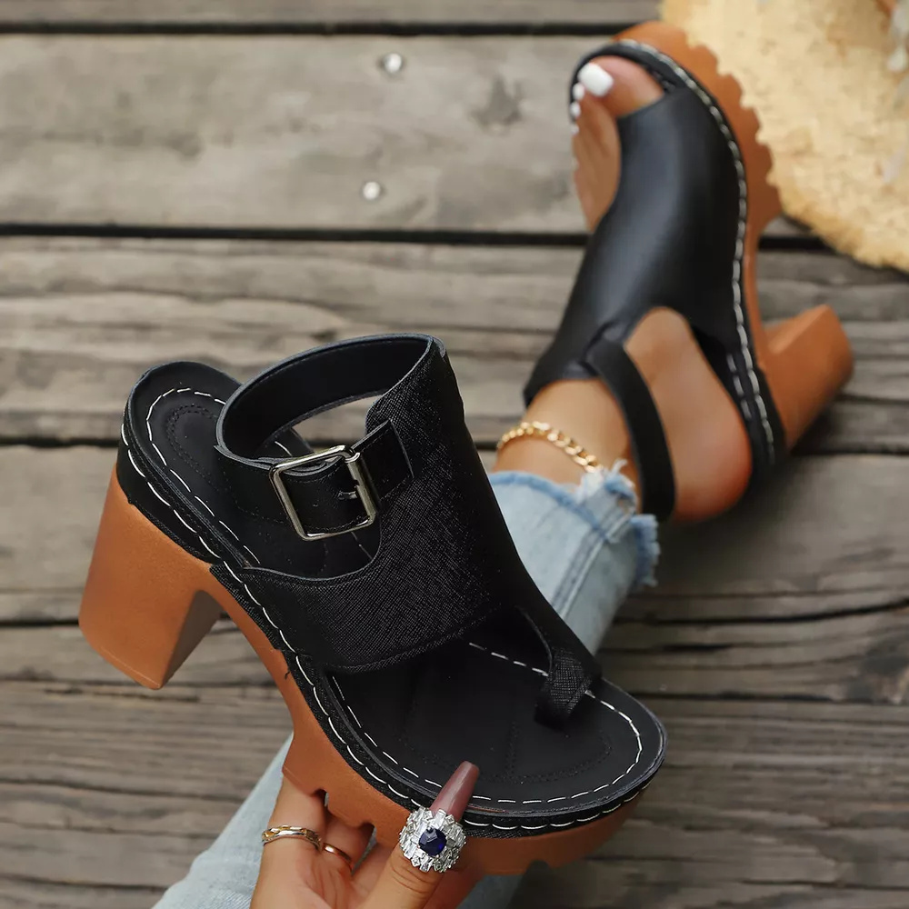 Toe Loop Block Heels Sandals, image 3