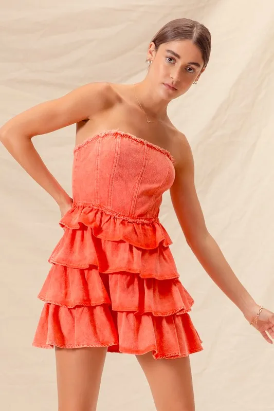 Strapless Ruffle Layered Game Day Cheer Up Dress, image 6