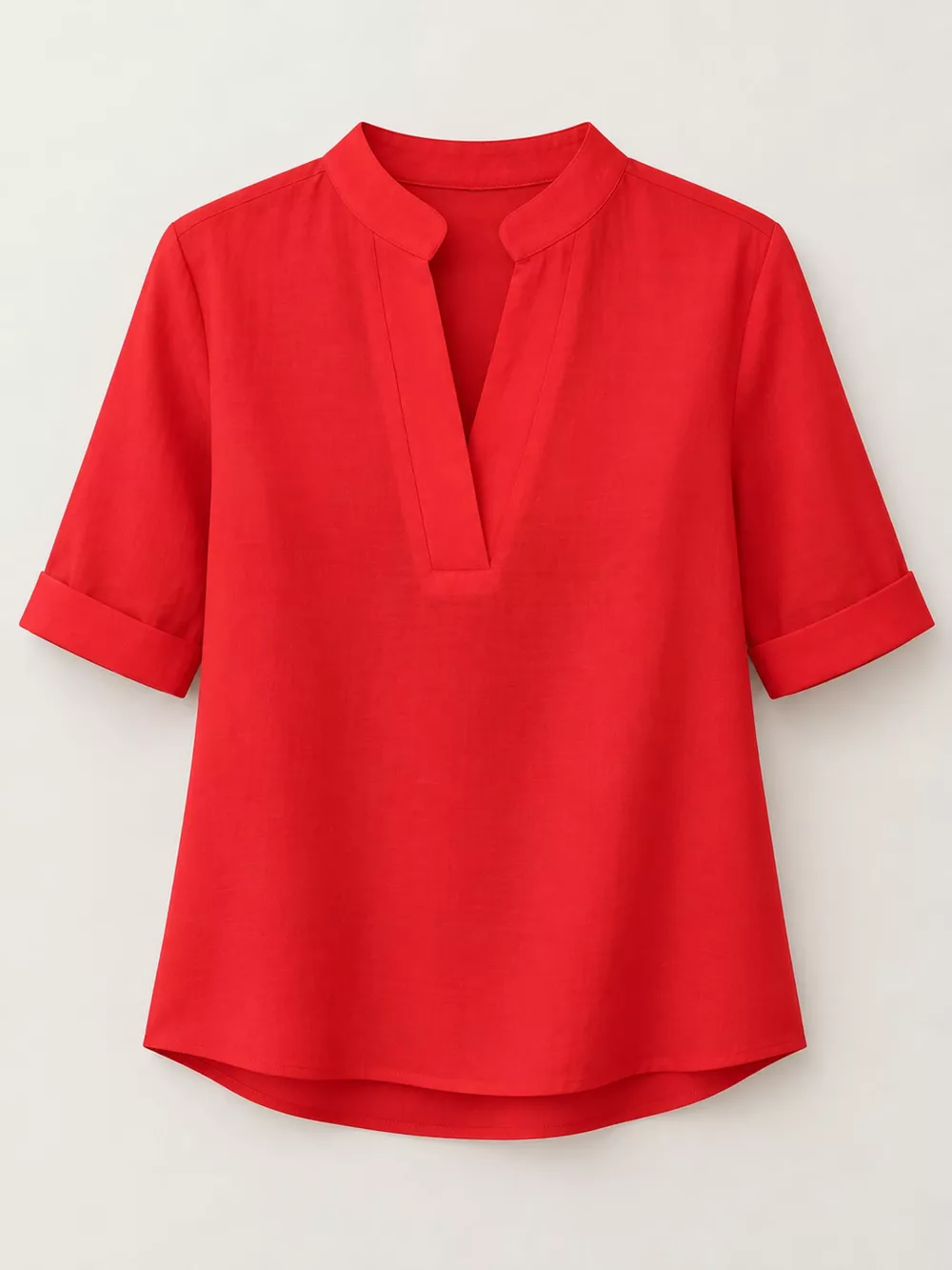 Full Size Notched Short Sleeve Blouse Plus Size, image 35