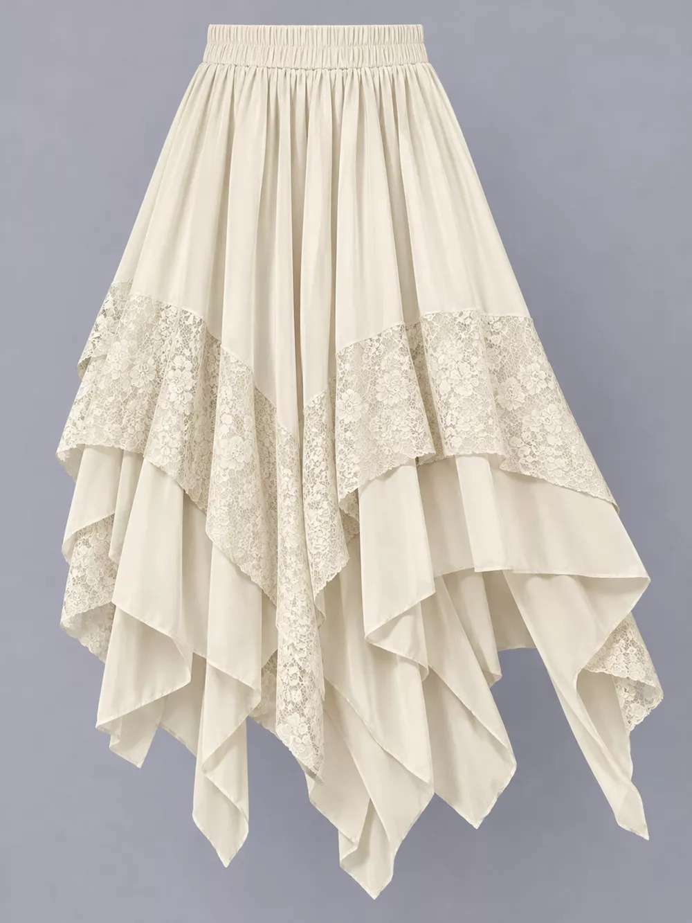 Full Size Asymmetrical Hem Lace Detail Skirt Plus Size, image 2