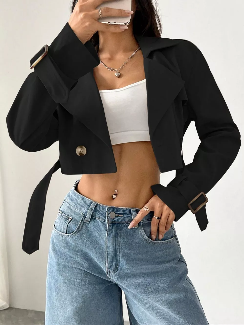 Double-Breasted Cropped Outerwear, image 17