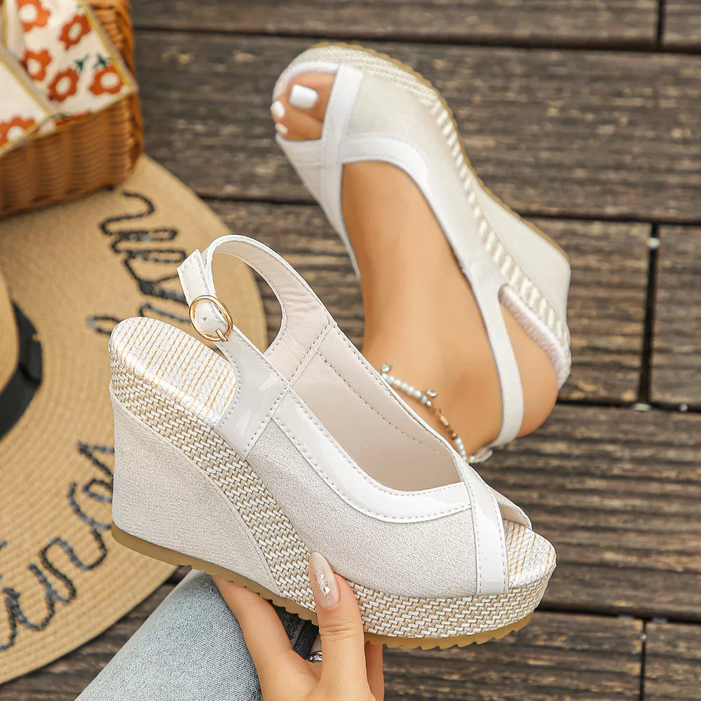Peep Toe Wedge Sandals, image 9