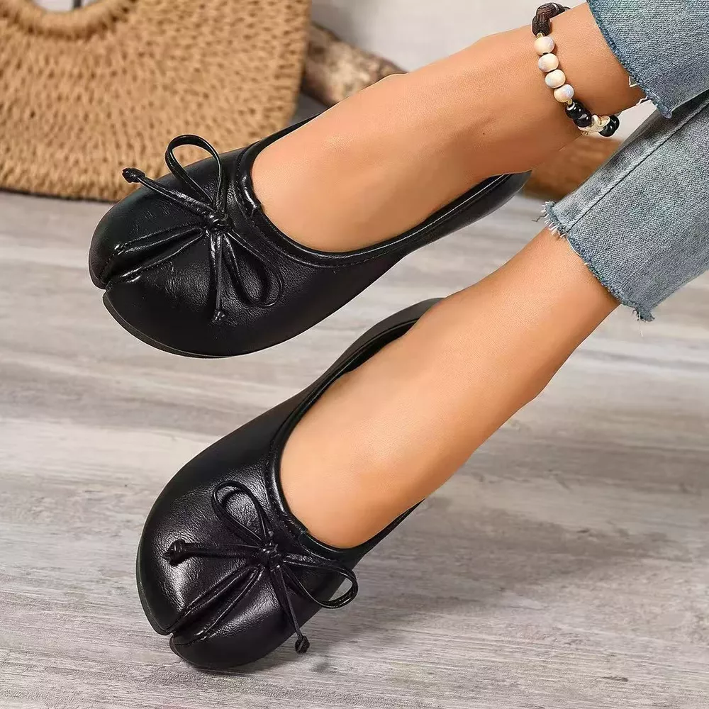 Bow Decor Split Toe Slip-Ons, image 4