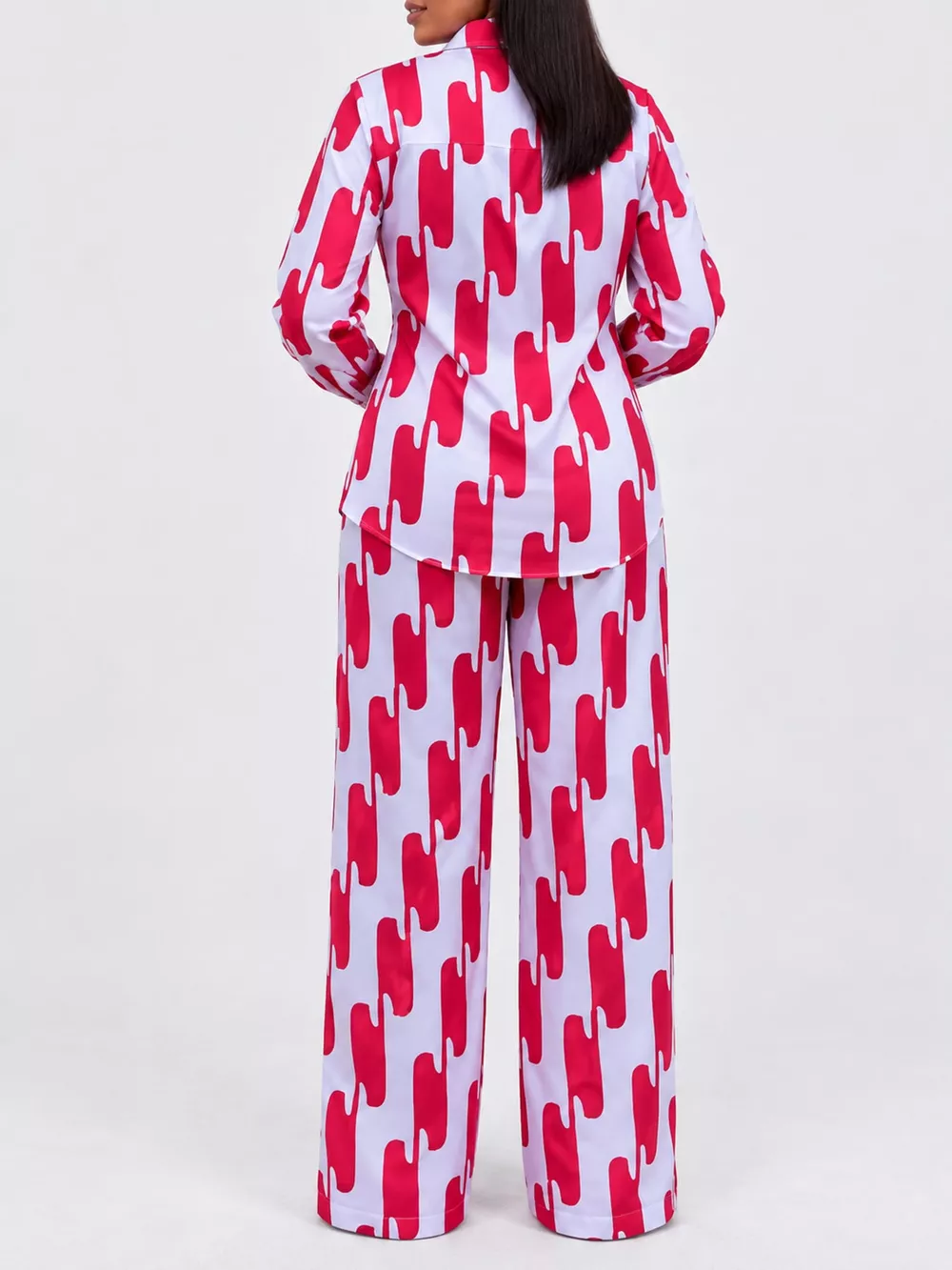 Striped Button-Down Shirt and Wide-Leg Pants Two-Piece Set, image 23