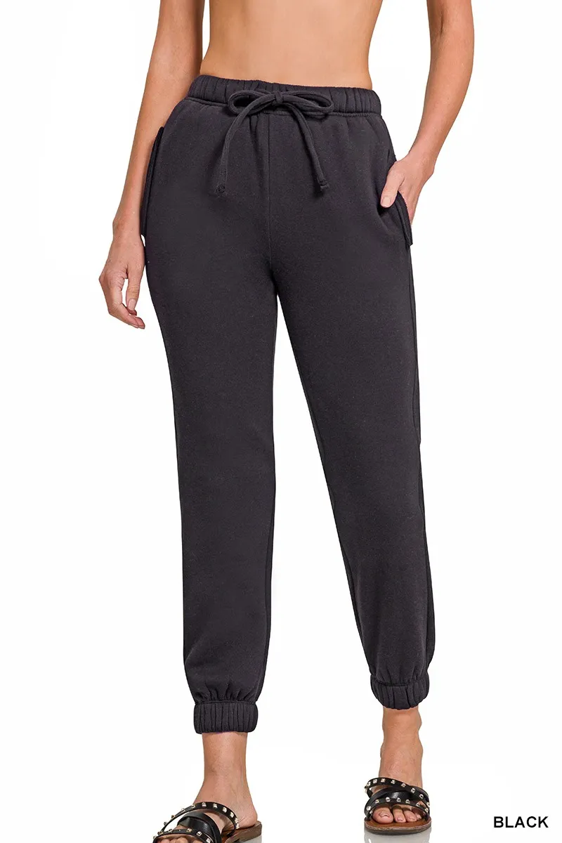 Fleece Drawstring Joggers With Pocket