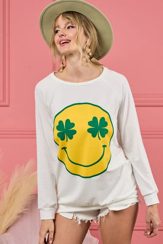 Smile Face Graphic Round Neck Long Sleeve Top, image 6