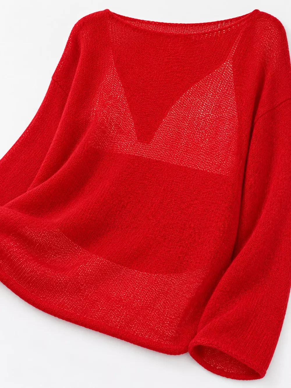 Full Size Sheer Lightweight Knit Top Plus Size, image 11